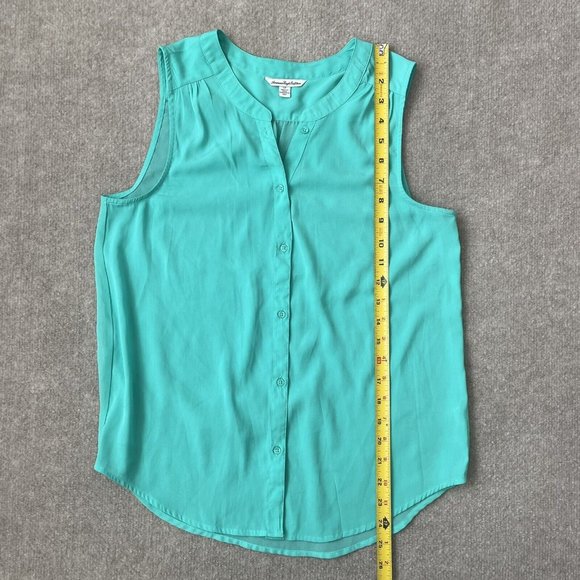 American Eagle Shirt Womens Small Teal Green Button Down Sleeveless Tank Top - Picture 6 of 7